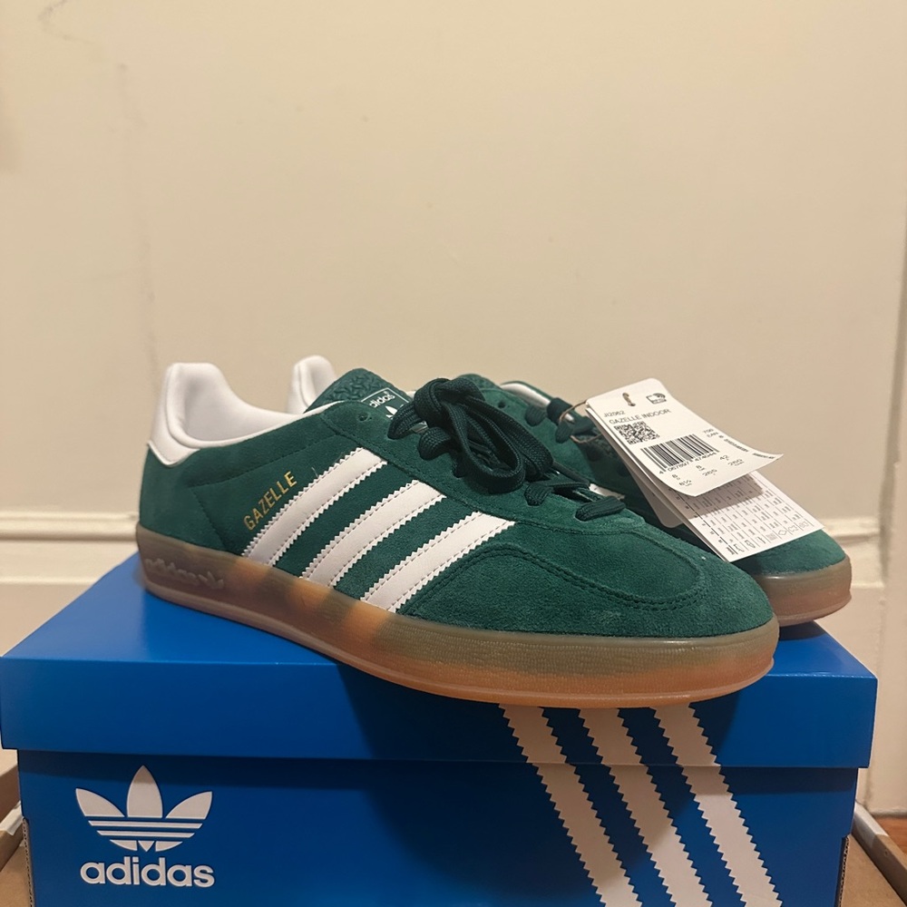 adidas Green Sneakers with Suede Upper and Gum Sole